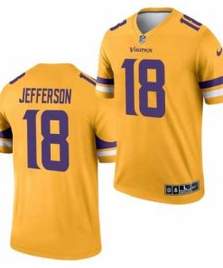 Finest Men's Minnesota Vikings #18 Justin Jefferson Gold 2021 Inverted Legend Stitched Jersey