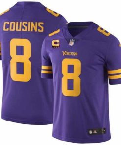 Superior Men's Minnesota Vikings 2022 #8 Kirk Cousins Purple With 4-Star C Patch Rush Limited Stitched NFL Jersey