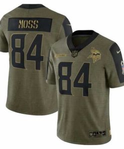 Outstanding Men's Minnesota Vikings Randy Moss Nike Olive 2021 Salute To Service Retired Player Limited Jersey