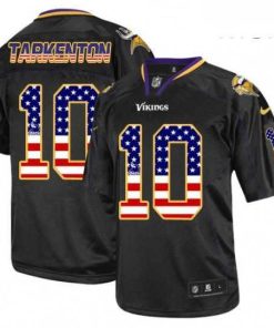 Superior Mens Nike Minnesota Vikings 10 Fran Tarkenton Elite Black USA Flag Fashion NFL Jersey