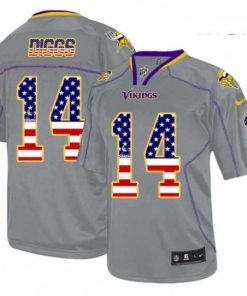 Superior Mens Nike Minnesota Vikings 14 Stefon Diggs Elite Grey USA Flag Fashion NFL Jersey