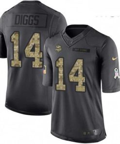Premium Mens Nike Minnesota Vikings 14 Stefon Diggs Limited Black 2016 Salute to Service NFL Jersey