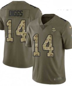 Superb Mens Nike Minnesota Vikings 14 Stefon Diggs Limited OliveCamo 2017 Salute to Service NFL Jersey