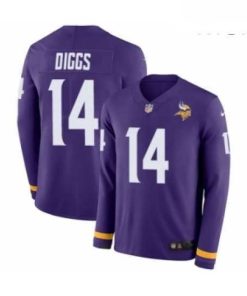 High quality Mens Nike Minnesota Vikings 14 Stefon Diggs Limited Purple Therma Long Sleeve NFL Jersey