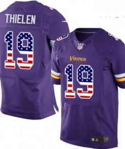 Premium Mens Nike Minnesota Vikings 19 Adam Thielen Elite Purple Home USA Flag Fashion NFL Jersey