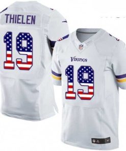 Gorgeous Mens Nike Minnesota Vikings 19 Adam Thielen Elite White Road USA Flag Fashion NFL Jersey