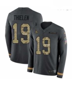 Superb Mens Nike Minnesota Vikings 19 Adam Thielen Limited Black Salute to Service Therma Long Sleeve NFL Jersey