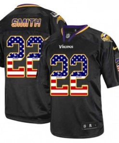 Exceptional Mens Nike Minnesota Vikings 22 Harrison Smith Elite Black USA Flag Fashion NFL Jersey