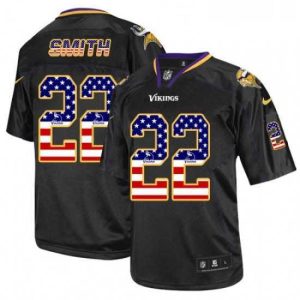 Exceptional Mens Nike Minnesota Vikings 22 Harrison Smith Elite Black USA Flag Fashion NFL Jersey