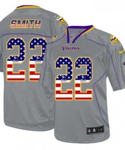 Premium Mens Nike Minnesota Vikings 22 Harrison Smith Elite Grey USA Flag Fashion NFL Jersey