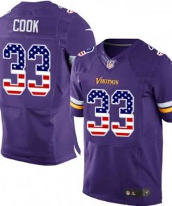 Finest Mens Nike Minnesota Vikings 33 Dalvin Cook Elite Purple Home USA Flag Fashion NFL Jersey