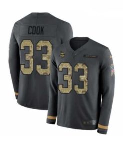 Exquisite Mens Nike Minnesota Vikings 33 Dalvin Cook Limited Black Salute to Service Therma Long Sleeve NFL Jersey