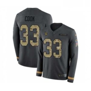 Exquisite Mens Nike Minnesota Vikings 33 Dalvin Cook Limited Black Salute to Service Therma Long Sleeve NFL Jersey