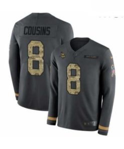 High quality Mens Nike Minnesota Vikings 8 Kirk Cousins Limited Black Salute to Service Therma Long Sleeve NFL Jersey