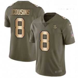 Exquisite Mens Nike Minnesota Vikings 8 Kirk Cousins Limited Olive Gold 2017 Salute to Service NFL Jersey
