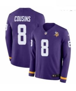 Outstanding Mens Nike Minnesota Vikings 8 Kirk Cousins Limited Purple Therma Long Sleeve NFL Jersey