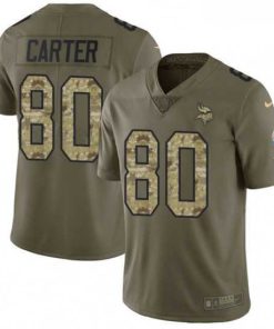Gorgeous Mens Nike Minnesota Vikings 80 Cris Carter Limited OliveCamo 2017 Salute to Service NFL Jersey
