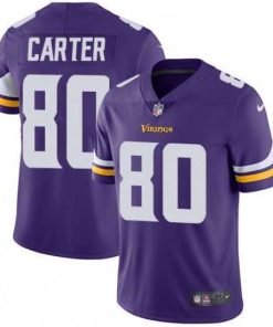 High quality Mens Nike Minnesota Vikings 80 Cris Carter Purple Team Color Vapor Untouchable Limited Player NFL Jersey