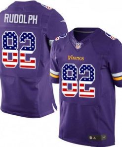 Superb Mens Nike Minnesota Vikings 82 Kyle Rudolph Elite Purple Home USA Flag Fashion NFL Jersey