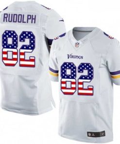Superior Mens Nike Minnesota Vikings 82 Kyle Rudolph Elite White Road USA Flag Fashion NFL Jersey