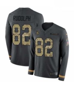 Superb Mens Nike Minnesota Vikings 82 Kyle Rudolph Limited Black Salute to Service Therma Long Sleeve NFL Jersey