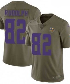 Premium Mens Nike Minnesota Vikings 82 Kyle Rudolph Limited Olive 2017 Salute to Service NFL Jersey