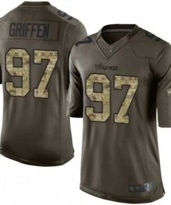 Premium Mens Nike Minnesota Vikings 97 Everson Griffen Elite Green Salute to Service NFL Jersey