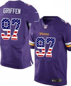 Exceptional Mens Nike Minnesota Vikings 97 Everson Griffen Elite Purple Home USA Flag Fashion NFL Jersey