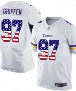 Exquisite Mens Nike Minnesota Vikings 97 Everson Griffen Elite White Road USA Flag Fashion NFL Jersey