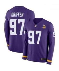 High quality Mens Nike Minnesota Vikings 97 Everson Griffen Limited Purple Therma Long Sleeve NFL Jersey