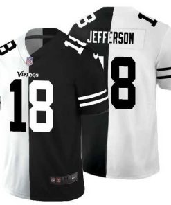 Outstanding Minnesota Vikings 18 Justin Jefferson Black V White Peace Split Nike Vapor Untouchable Limited NFL Jersey