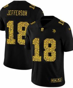 Exceptional Minnesota Vikings 18 Justin Jefferson Nike Leopard Print Fashion Vapor Limited NFL Jersey Black