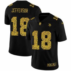 Exceptional Minnesota Vikings 18 Justin Jefferson Nike Leopard Print Fashion Vapor Limited NFL Jersey Black