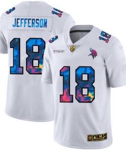 Exquisite Minnesota Vikings 18 Justin Jefferson White Nike Multi Color 2020 NFL Crucial Catch Limited NFL Jersey