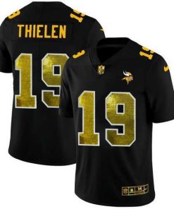 Premium Minnesota Vikings 19 Adam Thielen Black Nike Golden Sequin Vapor Limited NFL Jersey