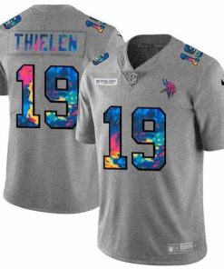 Premium Minnesota Vikings 19 Adam Thielen Nike Multi Color 2020 NFL Crucial Catch NFL Jersey Greyheather
