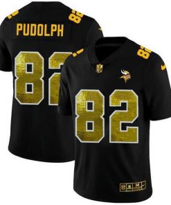 Gorgeous Minnesota Vikings 82 Kyle Rudolph Black Nike Golden Sequin Vapor Limited NFL Jersey