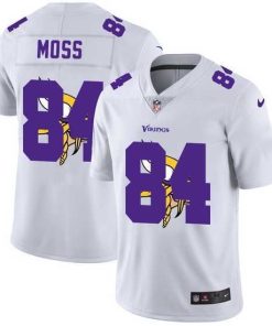 Finest Minnesota Vikings 84 Randy Moss White Nike Team Logo Dual Overlap Limited NFL Jersey