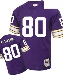 Gorgeous Mitchell And Ness Minnesota Vikings 80 Cris Carter Purple Team Color Authentic Throwback NFL Jersey