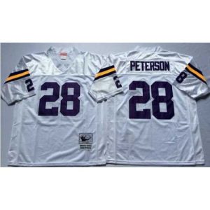 Exceptional Mitchell&Ness Vikings 28 Adrian Peterson White Throwback Stitched NFL Jersey