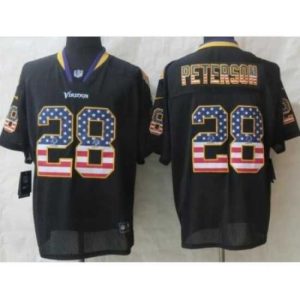 Exceptional Nike Minnesota Vikings 28 Adrian Peterson Black Elite USA Flag Fashion NFL Jersey