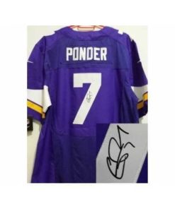 High quality Nike Minnesota Vikings 7 Christian Ponder Purple Elite Signed NFL Jersey