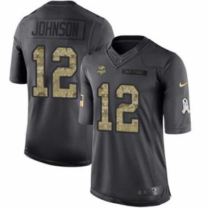 Exceptional Nike Vikings #12 Charles Johnson Black Mens Stitched NFL Limited 2016 Salute To Service Jersey