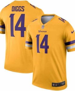 High quality Nike Vikings 14 Stefon Diggs Gold Inverted Legend Jersey