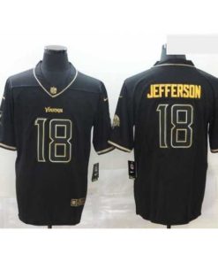 Outstanding Nike Vikings 18 Justin Jefferson Black Gold Vapor Untouchable Limited Jersey