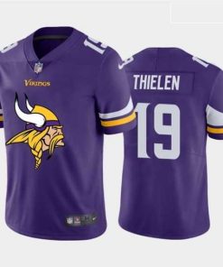 Premium Nike Vikings 19 Adam Thielen Purple Team Big Logo Vapor Untouchable Limited Jersey