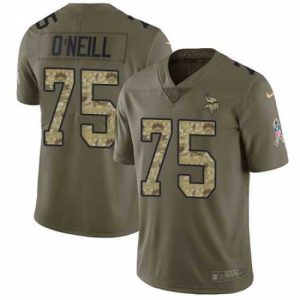 Exceptional Nike Vikings #75 Brian O Neill Olive Camo Mens Stitched NFL Limited 2017 Salute To Service Jersey
