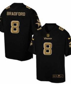 Outstanding Nike Vikings #8 Sam Bradford Black Stitched NFL Elite Pro Line Gold Collection Jersey