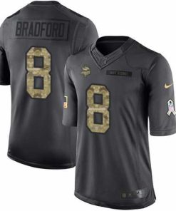 Exquisite Nike Vikings #8 Sam Bradford Black Mens Stitched NFL Limited 2016 Salute To Service Jersey