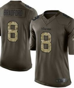Exquisite Nike Vikings #8 Sam Bradford Green Stitched NFL Limited Salute to Service Jersey